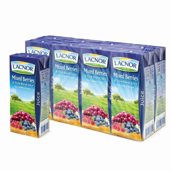 Lacnor No Sugar Added Mix Berry Juice, 180ml Pack of 8 – Wholesale & Export UAE