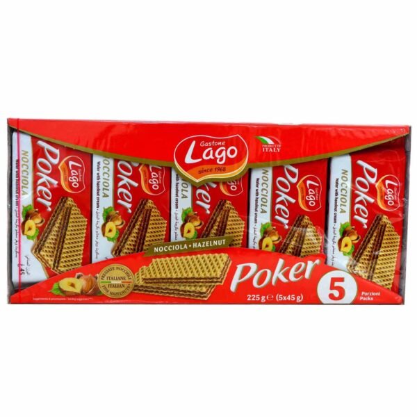 Lago-Poker-Hazelnut-Cream-Wafer-Biscuits-45g-Pack-of-5 Lago Poker Hazelnut Cream Wafer Biscuits, 45g, Pack of 5 – Wholesale & Export UAE