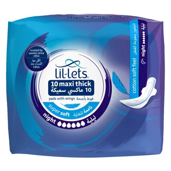 Lil-Lets Maxi Thick Night Pads with Wings 10 Pads – Wholesale & Export UAE