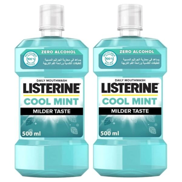 Listerine Zero Alcohol Milder Taste Daily Mouthwash Super Saver Pack, Cool Mint, 500ml Pack of 2 – Wholesale & Export UAE