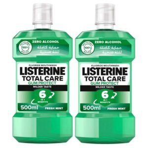 Listerine Zero Alcohol Total Care Gum Protect Milder Taste Fluoride Mouthwash Super Saver Pack, Fresh Mint, 500ml Pack of 2 – Wholesale & Export UAE