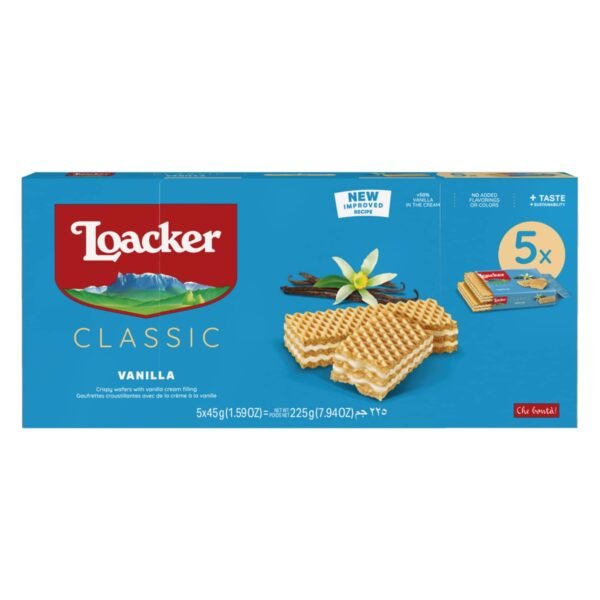 Loacker Classic Vanilla Wafers, 45g Pack of 5 – Wholesale & Export UAE