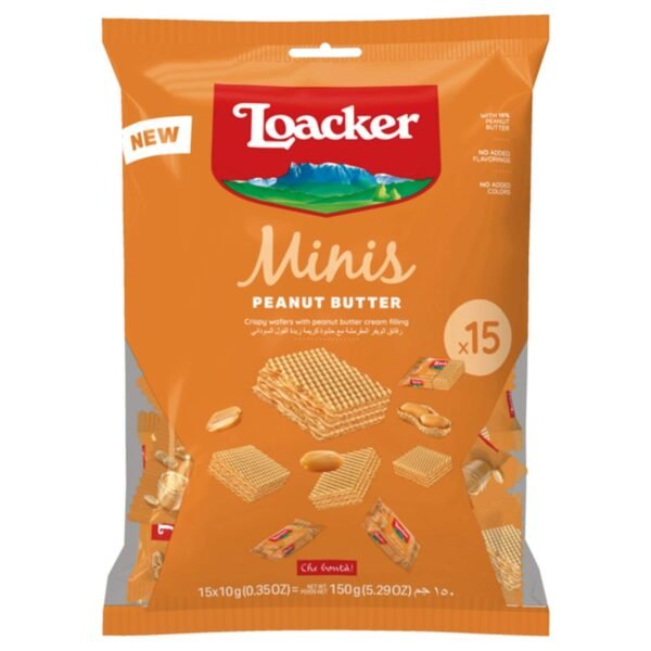 Loacker Minis Peanut Butter Cream Filling Wafers, 150g – Wholesale & Export UAE