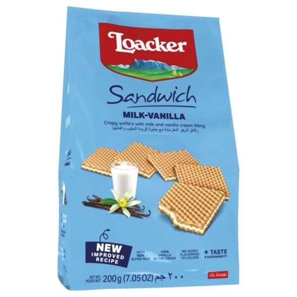 Loacker Sandwich Milk Vanilla Wafer, 200g – Wholesale & Export UAE