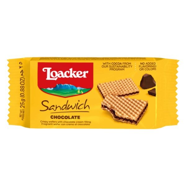 Loacker Sandwich with Chocolate Cream Filling Crispy Wafers, 25g – Wholesale & Export UAE