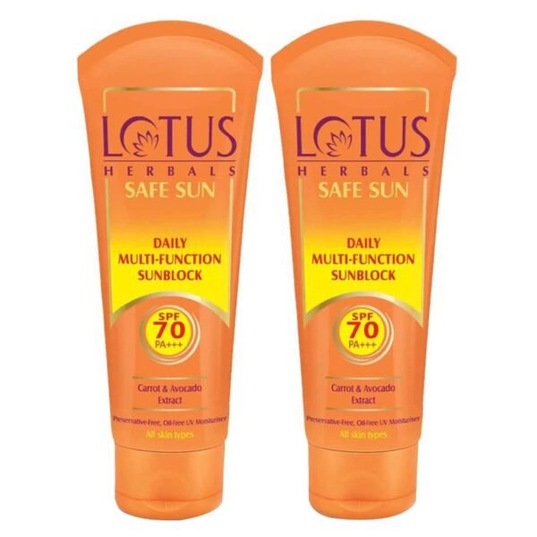 Lotus-Herbals-Safe-Sun-Daily-Multi-Function-Sunblock-SPF70-60g-Pack-of-2-2 Lotus Herbals Safe Sun Daily Multi-Function Sunblock SPF70 60g Pack of 2 – Wholesale & Export UAE