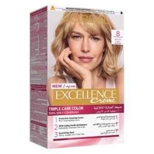 Lx27Oreal-Paris-Excellence-Cream-Triple-Care-Permanent-Hair-Colour-8-Light-Blonde L'Oreal Paris Excellence Cream Triple Care Permanent Hair Colour 8 Light Blonde – Wholesale & Export UAE