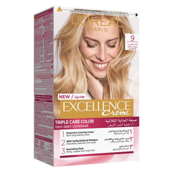 L'Oreal Paris Excellence Cream Triple Care Permanent Hair Colour 9 Very Light Blonde – Wholesale & Export UAE