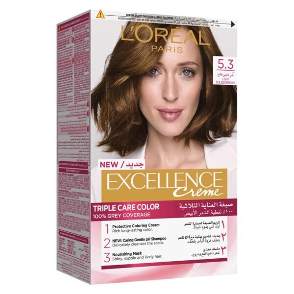 L'Oreal Paris Excellence Creme Triple Care Permanent Hair Colour 5.3 Light Golden Brown – Wholesale & Export UAE