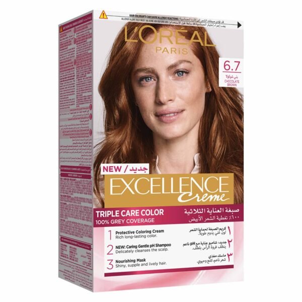 Lx27Oreal-Paris-Excellence-Creme-Triple-Care-Permanent-Hair-Colour-6.7-Chocolate-Brown L'Oreal Paris Excellence Creme Triple Care Permanent Hair Colour 6.7 Chocolate Brown – Wholesale & Export UAE