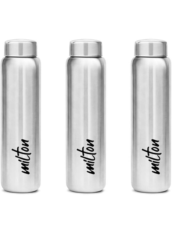 MILTON 3-Piece 950ml Stainless Steel Water Bottle, Single-Walled, BPA-Free, Leak-Proof, Rust-Free, Easy-Grip Fridge Bottle,Easy to Carry, Gy – Wholesale & Export UAE