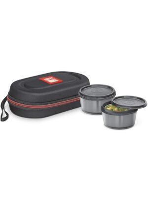 MILTON-Nutri-Stainless-Steel-Insulated-Tiffin-Set-350-Ml-Set-Of-2-Black MILTON Nutri Stainless Steel Insulated Tiffin Set, 350 Ml, Set Of 2, Black – Wholesale & Export UAE