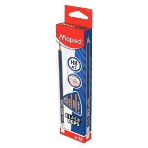 Maped Black'Peps HB Pencil with Eraser Box 6 PCS – Wholesale & Export UAE