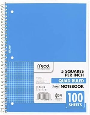 Mead Spiral Notebook, 1-Subject, Graph Ruled Paper, 7-1/2" x 10-1/2", 100 Sheets, Blue (05676AY7 – Wholesale & Export UAE