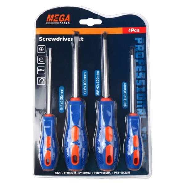 Mega Screwdriver Set M-7893 -4x100mm -6x100mm +PH2x100mm +PH1x100mm – Wholesale & Export UAE