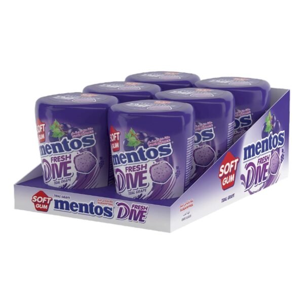 Mentos-Fresh-Dive-Sugarfree-Grape-Flavour-Soft-Gum-44-Gums-2g-Pack-of-6-1 Mentos Fresh Dive Sugarfree Grape Flavour Soft Gum 44 Gums, 2g Pack of 6 – Wholesale & Export UAE