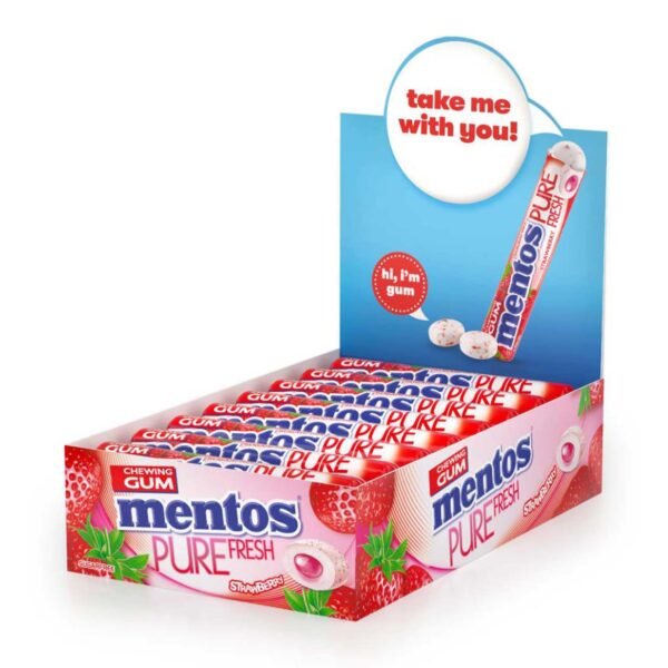 Mentos-Pure-Fresh-Strawberry-Flavour-Chewing-Gum-15.75g-Pack-of-16-1 Mentos Pure Fresh Strawberry Flavour Chewing Gum, 15.75g Pack of 16 – Wholesale & Export UAE