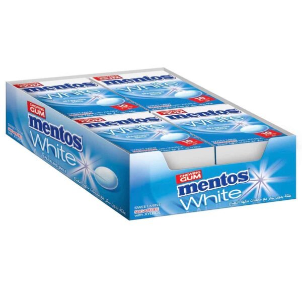 Mentos White Sweet Mint Sugar Free Chewing Gum, 10 Gums, Pack of 12 – Wholesale & Export UAE