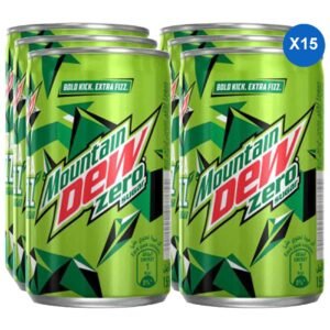 Mountain Dew Zero Sugar Extra Fizz Carbonated Soft Drink, 155ml, Pack of 15 – Wholesale & Export UAE