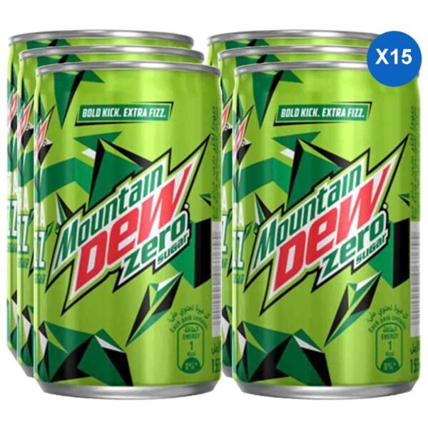 Mountain Dew Zero Sugar Extra Fizz Carbonated Soft Drink, 155ml, Pack of 15 – Wholesale & Export UAE