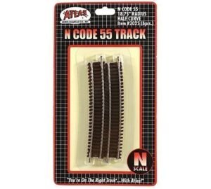 N Code 55 Nickel Silver 18.75" Radius Half Curve Track (6) Atlas Trains – Wholesale & Export UAE
