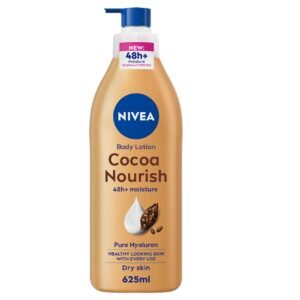 NIVEA Body Lotion for Dry Skin, Cocoa Butter with Pure Hyaluron, 48H Deep Moisture, 625ml – Wholesale & Export UAE