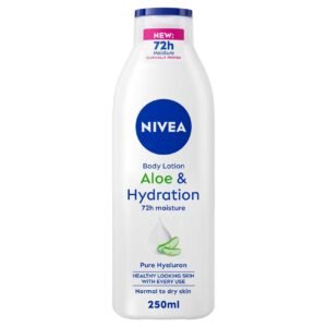 NIVEA Body Lotion for Normal to Dry Skin, Aloe & Hydration with Pure Hyaluron, 72H Fast Refreshing Moisture, 250ml – Wholesale & Export UAE
