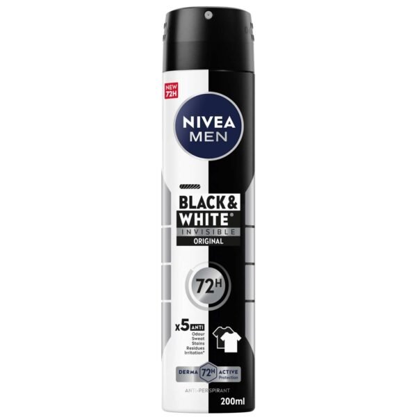 NIVEA-MEN-Black-amp-White-Invisible-Antiperspirant-Deodorant-Spray-72H-200ml NIVEA MEN Black & White Invisible Antiperspirant Deodorant Spray, 72H, 200ml – Wholesale & Export UAE