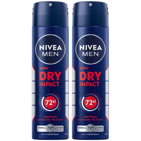 NIVEA MEN Dry Impact Antiperspirant Deodorant for Men 48h Protection Spray 150ml, Pack of 2 – Wholesale & Export UAE