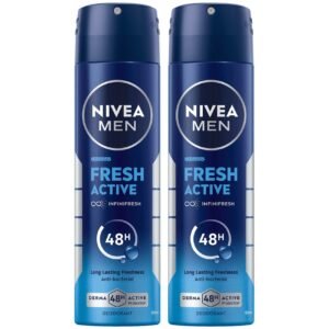 NIVEA MEN Fresh Active Antibacterial Deodorant Spray for Men, 48H Active, 150ml, Pack of 2 – Wholesale & Export UAE