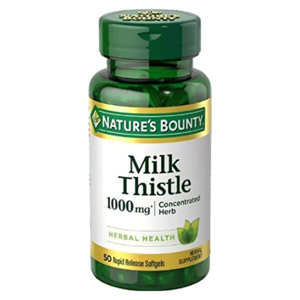 Natures Bounty Concentrated Herb Milk Thistle 1000mg Daily Supplement 50 Softgels – Wholesale & Export UAE