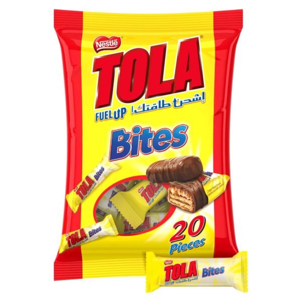 Nestle Tola Bites Pouch Crispy Wafer Covered with Caramel and Milk Chocolate, 8g Pack of 8 – Wholesale & Export UAE