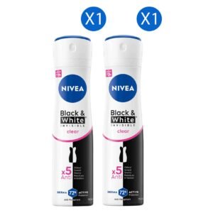 Nivea Black & White Invisible Anti-Perspirant Deodorant Spray, Clear, 150ml Pack of 2 – Wholesale & Export UAE