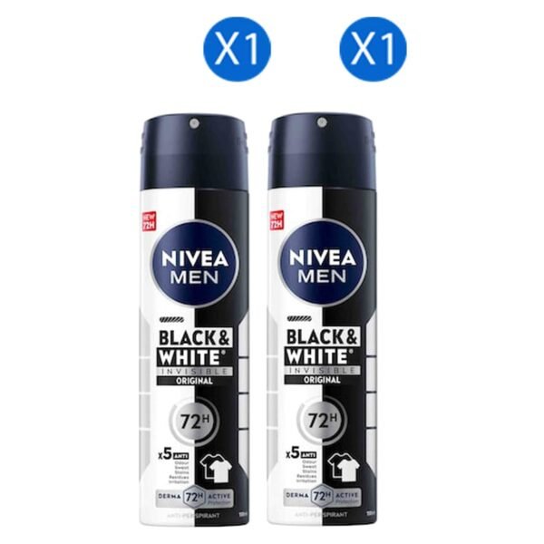 Nivea Men Black & White Invisible Anti-Perspirant Deodorant Spray, Original, 150ml Pack of 2 – Wholesale & Export UAE