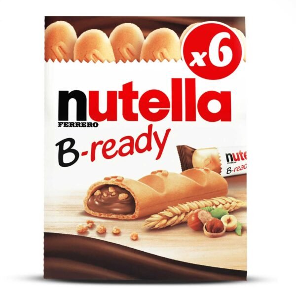 Nutella B-Ready Chocolate Hazelnut Spread Filled Wafer Bar, Multi Pack, 6 Bars, 132g – Wholesale & Export UAE