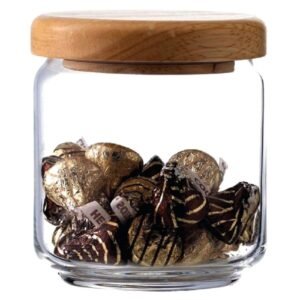 Ocean Glass Pop Jar With Wooden Lid Clear/Brown 500ml – Wholesale & Export UAE