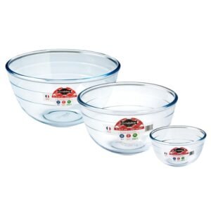 Ocuisine Mixing Bowl Set (0.5L, 1L & 3.0L) – Premium Borosilicate Glass Bowls, Versatile Kitchen Pack – Wholesale & Export UAE