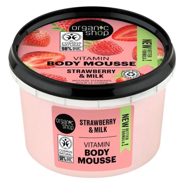 Organic Shop Strawberry And Milk Vitamin Body Mousse Pink 250ml – Wholesale & Export UAE