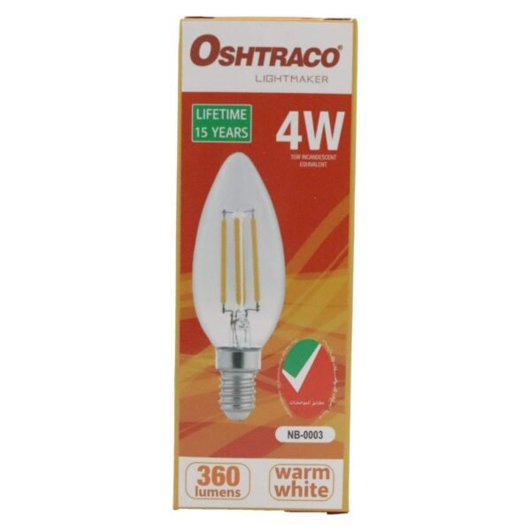 Oshtraco 4W Filament LED Bulb E14 Warm White – Wholesale & Export UAE