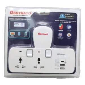 Oshtraco T Shape Socket With 2 Way USB Charger And 18W Power Delivery – Wholesale & Export UAE