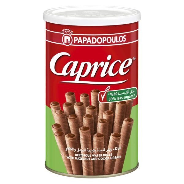 Papadopoulos Delicious 30 Percentage Less Sugar Wafer Rolls with Hazelnut and Cocoa Cream, 115g – Wholesale & Export UAE