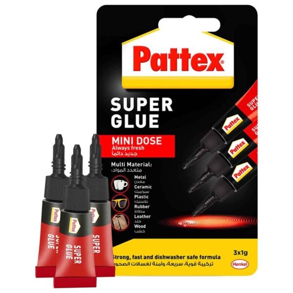Pattex-Super-Glue-Mini-Dose-3x1g-All-Purpose-Clear-Adhesive-with-Anti-Clog-Cap-Instant-Grip-Invisible-Repair Pattex Super Glue Mini Dose - 3x1g All Purpose Clear Adhesive with Anti-Clog Cap Instant Grip Invisible Repair – Wholesale & Export UAE