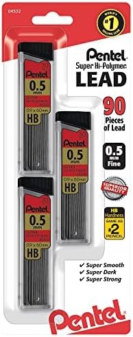 Pentel Super Hi-Polymer Leads, 0.5 mm, Hb, 30 Leads Per Tube, Pack Of 3 Tubes – Wholesale & Export UAE