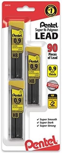 Pentel Super Hi-Polymer Leads, 0.9 mm, HB, 30 Leads Per Tube, Pack Of 3 Tubes – Wholesale & Export UAE
