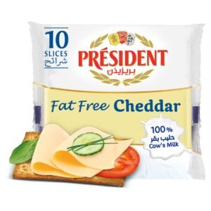 President Fat Free Cheddar Cheese Slices, 200g, 10 Slices – Wholesale & Export UAE