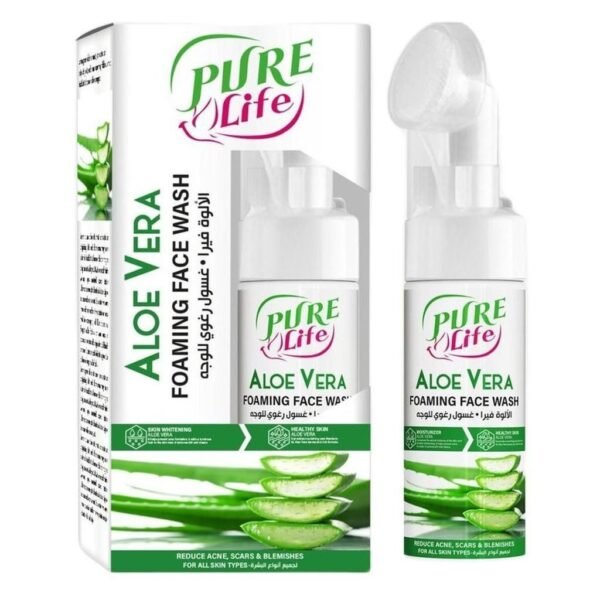 Pure Life Aloe Vera Foaming Face Wash With Silicone Brush 150ml – Wholesale & Export UAE