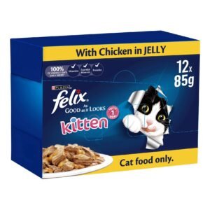 Purina Felix As Good As It Looks Kitten with Chicken in Jelly, Upto 1 Year, 85g Pack of 12 – Wholesale & Export UAE