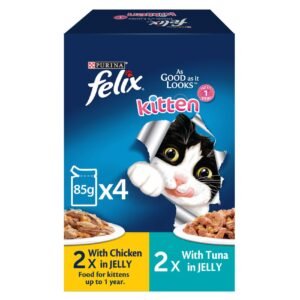 Purina Felix As Good As It Looks with Chicken and Tuna in Jelly Kitten Wet Food, 85g Pack of 4 – Wholesale & Export UAE