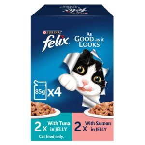 Purina Felix As Good As It Looks with Tuna and Salmon in Jelly Adult Cat, 85g Pack of 4 – Wholesale & Export UAE