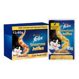 Purina Felix Sensations Jellies with Chicken and Spinach Flavours Cat Food, 85g Pack of 12 – Wholesale & Export UAE